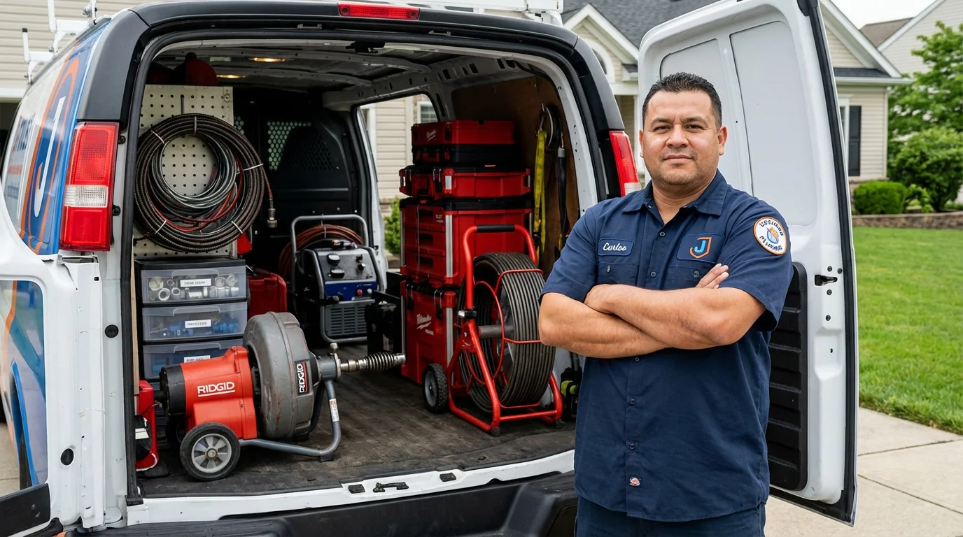Professional drain cleaning equipment and Johns Plumbing LLC plumber in Harriman
