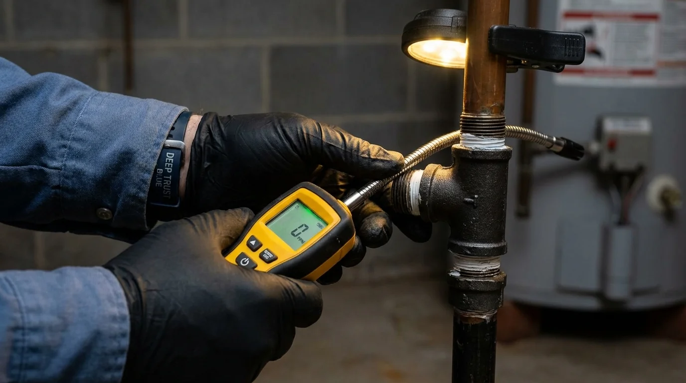 Gas leak detection with electronic sniffer by Johns Plumbing LLC in Harriman