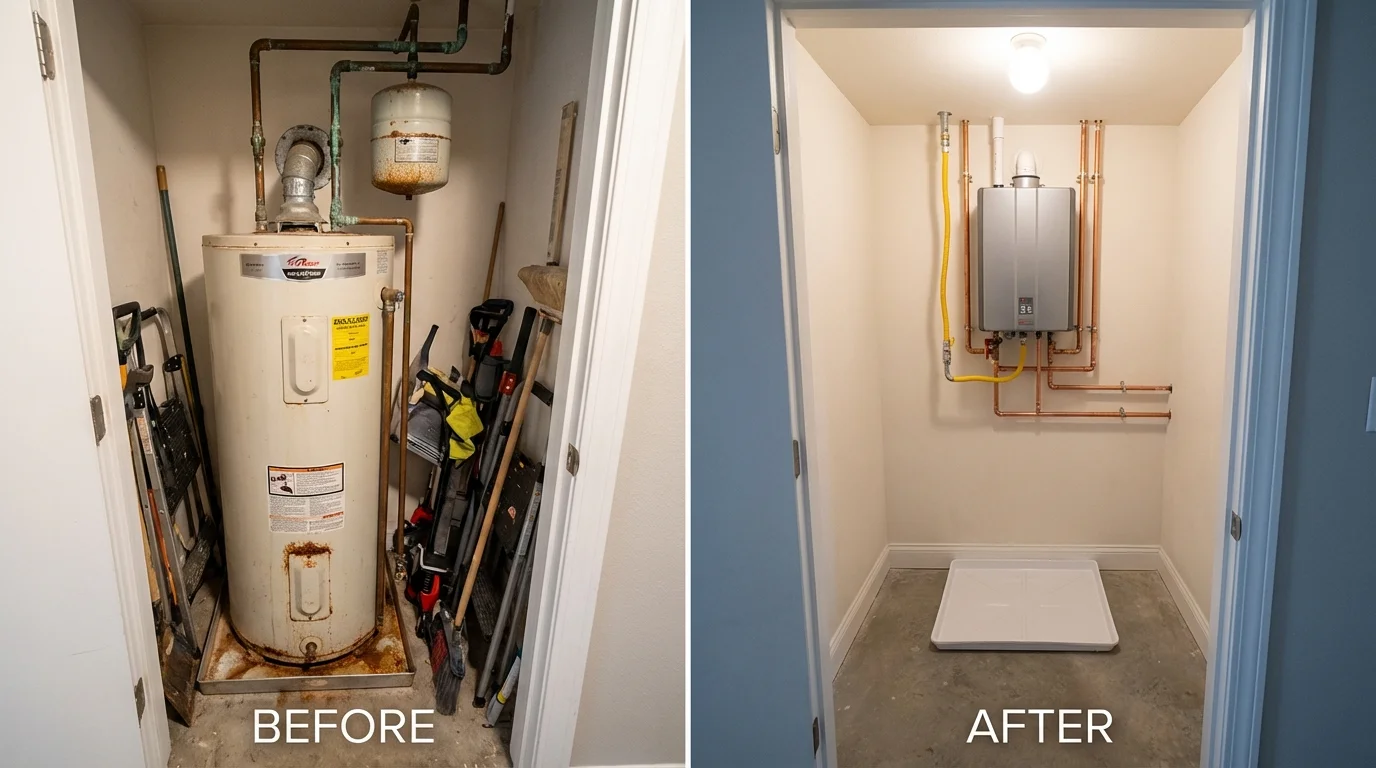 Tank water heater versus wall-mounted tankless unit comparison for Harriman, NY homeowners